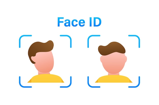 Vector face recognition concept design can use for web banner infographics hero images vector illustration