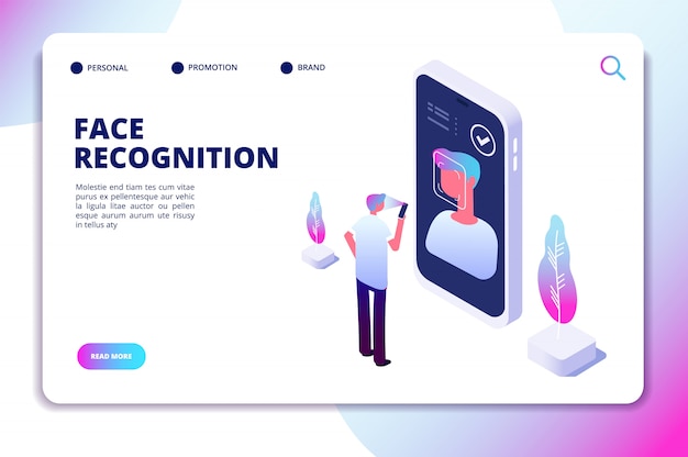 Face recognition isometric website template