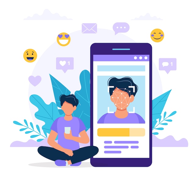 face recognition technology concept illustration. 
