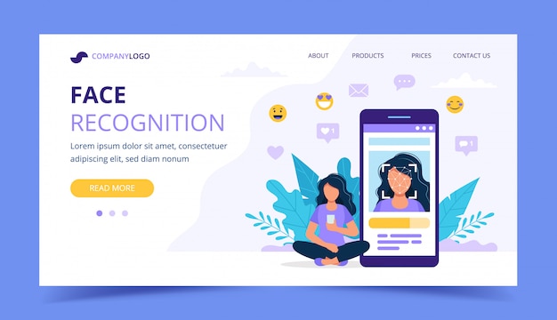 Face recognition technology landing page. 