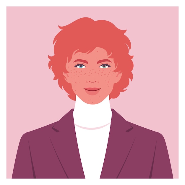 Vector the face of a redhaired young man with freckles on a pink background vector flat illustration