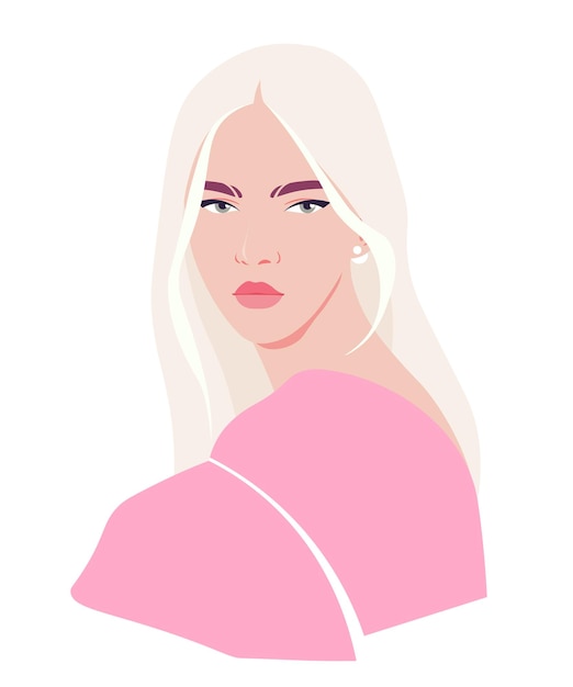 The face of a sad young blonde woman on a white background Vector flat Illustration