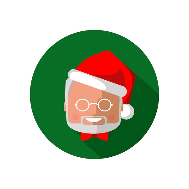 Face of Santa Claus color portrait in flat style icon avatar Isolated vector illustration