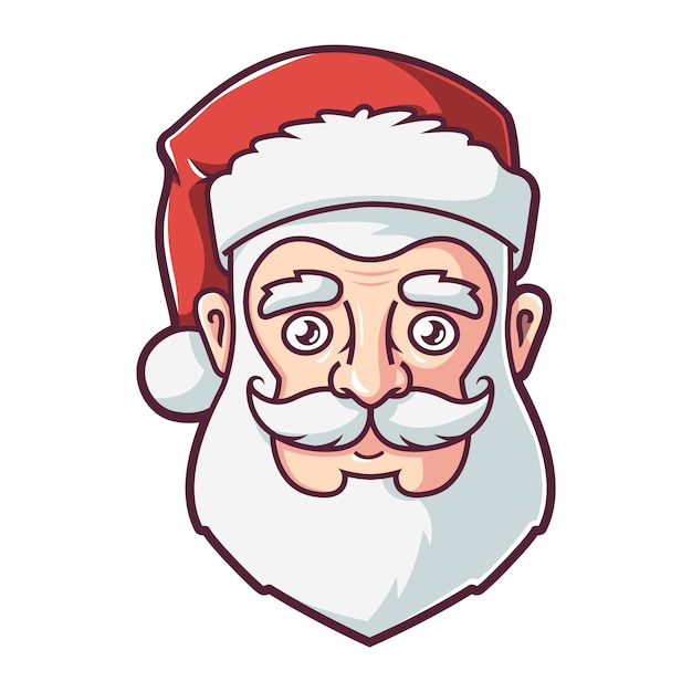Face of santa claus in red hat.