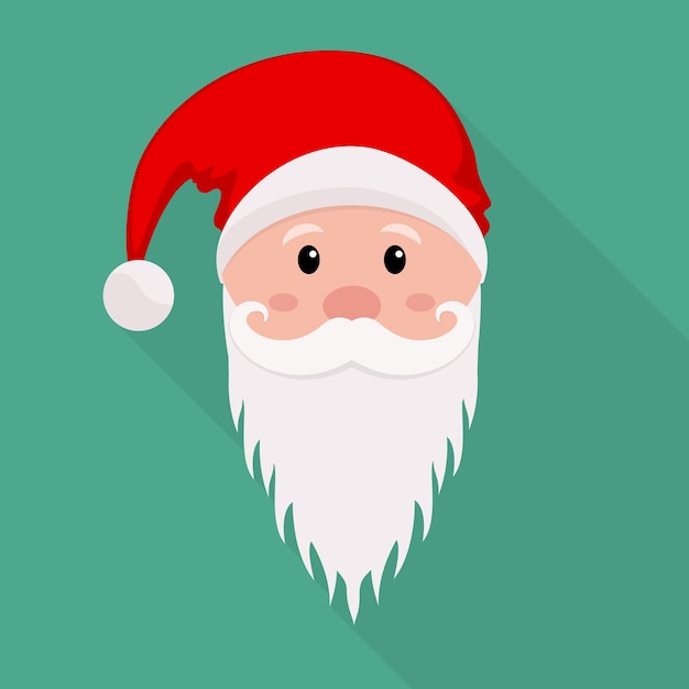 The face of Santa Claus with a beard and mustache in flat design