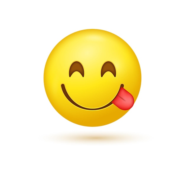 Face savoring delicious food emoji with smiling eyes licking lips - smile emoticon with tongue out