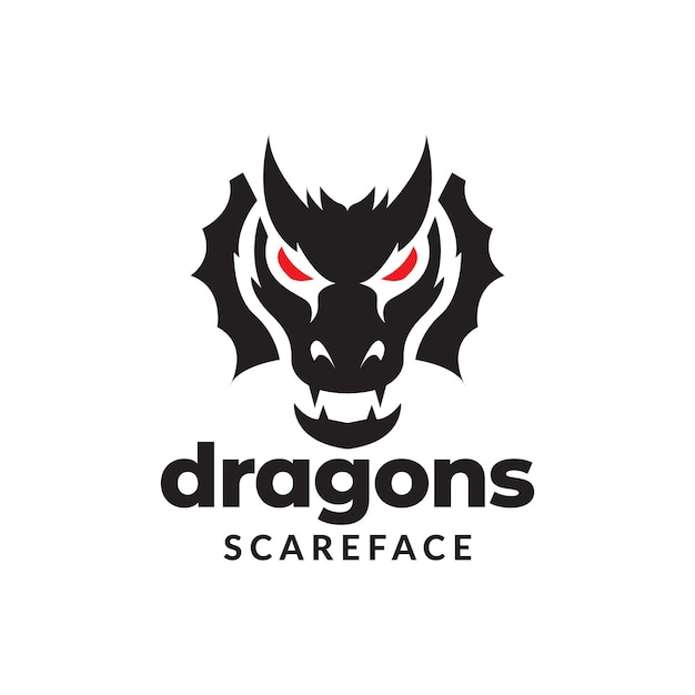 Face scare black dragon logo design vector graphic symbol icon illustration creative idea