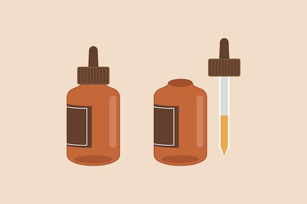 Face serum bottle with button dropper Skin and beauty care concept Colored flat graphic vector illustration isolated