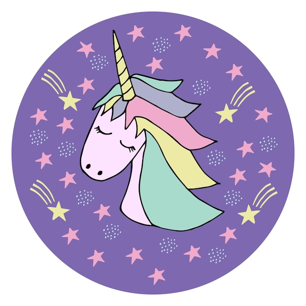 Face unicorn doodle color 4