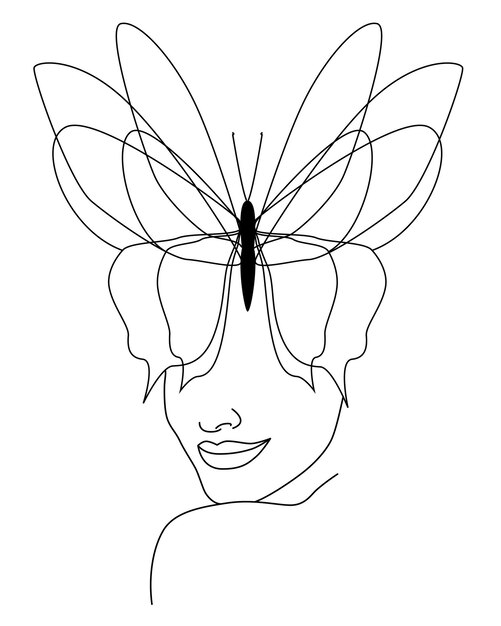 나비가 있는 얼굴 Butterfly Vector 일러스트