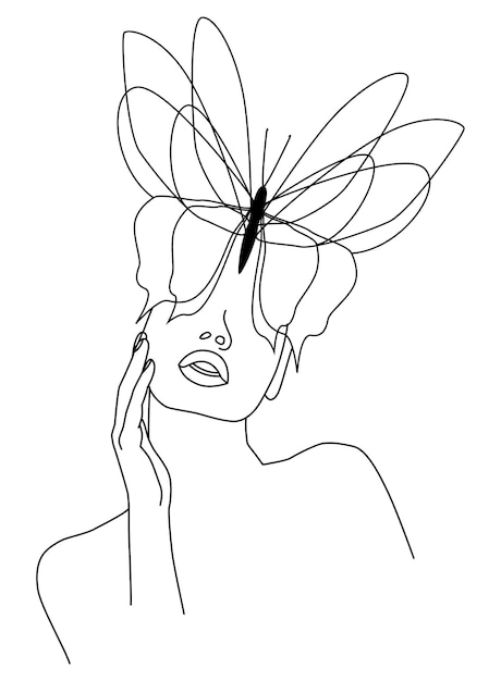 Vector a face with a butterfly butterfly vector illustration