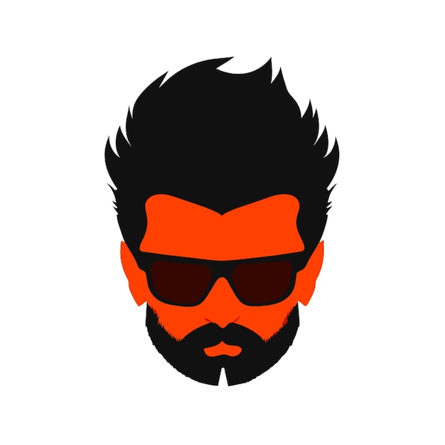 Vector face with hair and large stubble and shades and scar on eye vector illustration