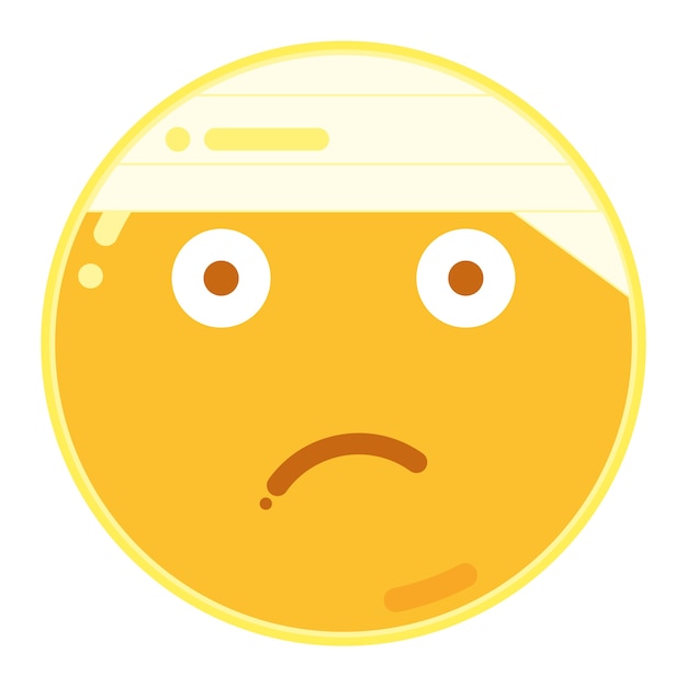 Vector face with head-bandage emoticon