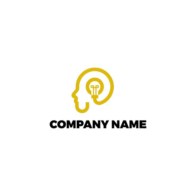 Face with lamp idea logo design inspiration