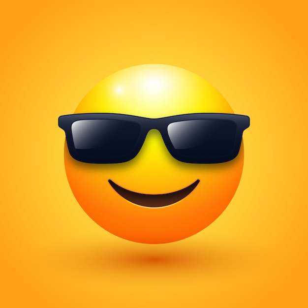 Vector face with sunglasses emoji illustration