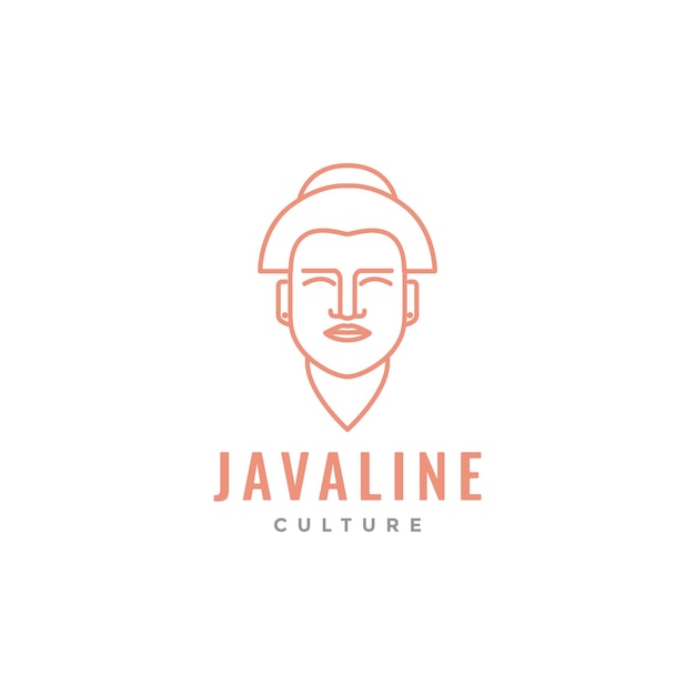 Face woman mother java culture mascot line logo design vector