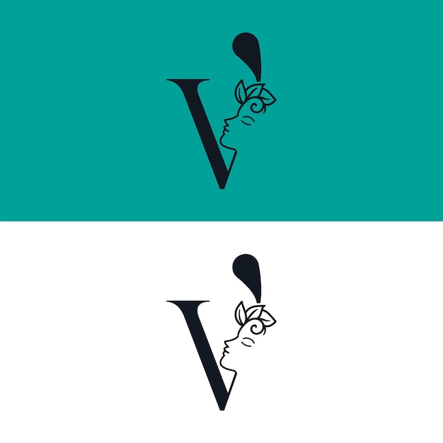 FACE WOMEN BEAUTY LOGO LETTER V