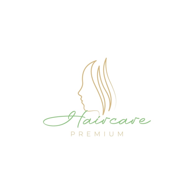 Face women hair aesthetic logo design