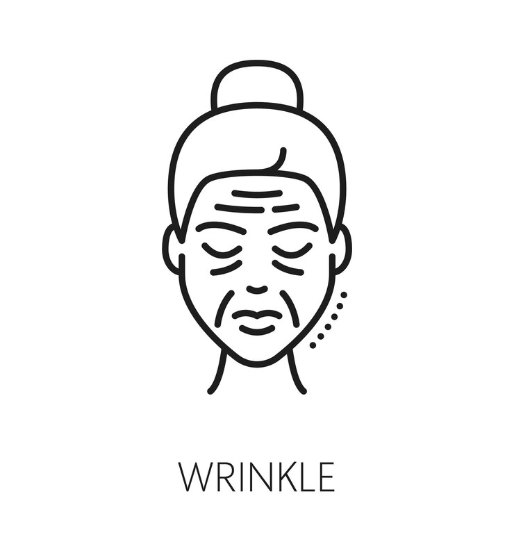 Vector face wrinkles skincare cosmetology line icon