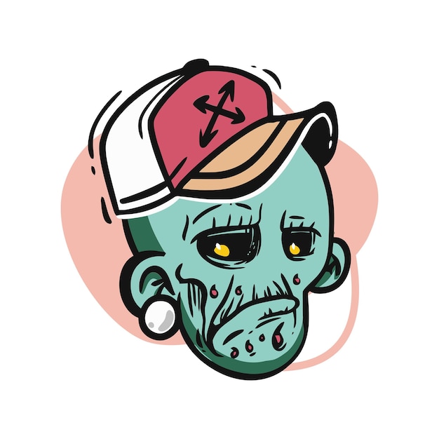 Face zombie cartoon illustration for logo emoticon esport mascot vector for tshirt and sticker design