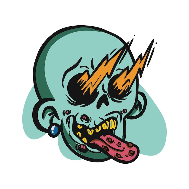 Face zombie cartoon illustration for logo emoticon esport mascot vector for tshirt and sticker design