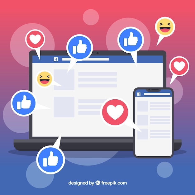Facebook-achtige en hartachtergrond