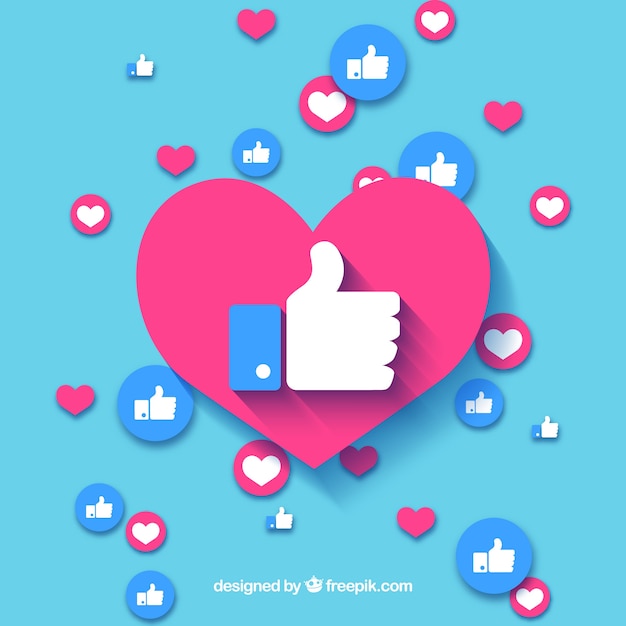 Facebook background with hearts and likes