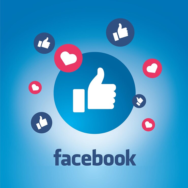 Facebook фон с лайками и сердечками Бесплатные векторы