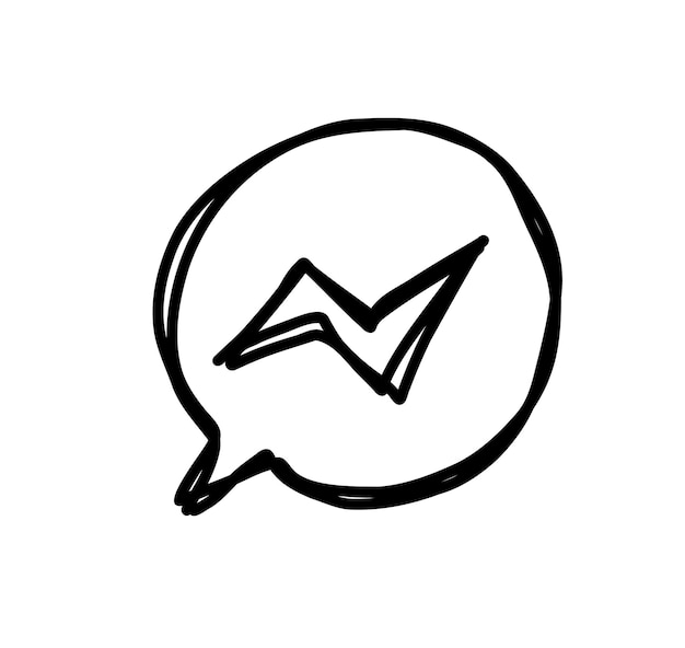 Facebook chat app icon doodle style logo Social media icon on white background