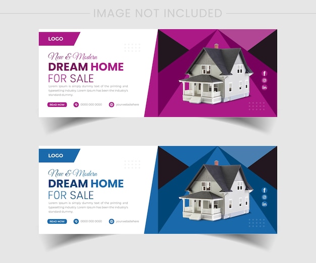 Facebook cover banner design of a house in real estate