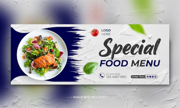 Баннер на обложке Facebook и шаблон дизайна специального меню еды