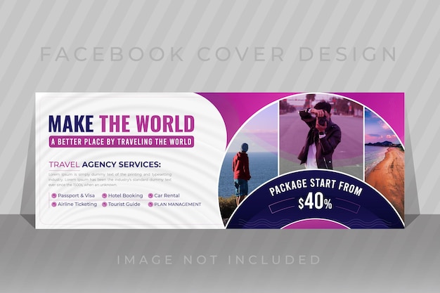 Vector facebook cover design that says take the world
