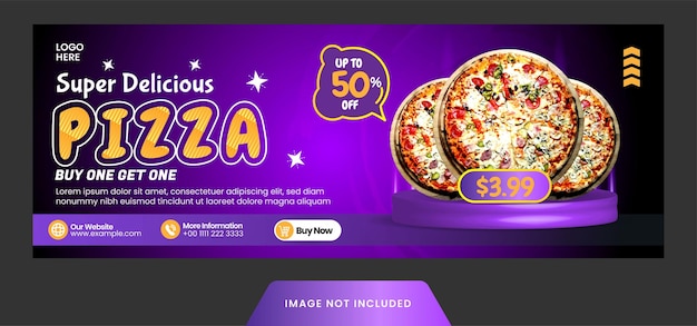 Copertina facebook modello pizza menu cibo o layout banner per banner social media vector