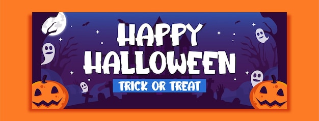 Vettore copertina di facebook modello di halloween felice