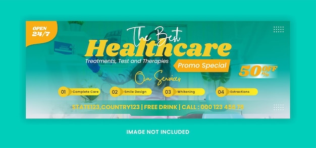 Facebook cover healthcare baner or flyer template for social media layout