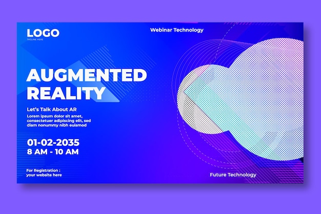 facebook cover metaverse for webinar conference realistic neon futuristic augmented reality banner design
