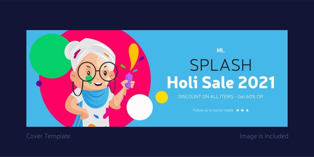 Pagina di copertina di facebook per la vendita di splash holi