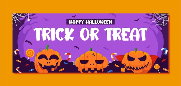 Vector facebook cover pumpkin trick or treat template