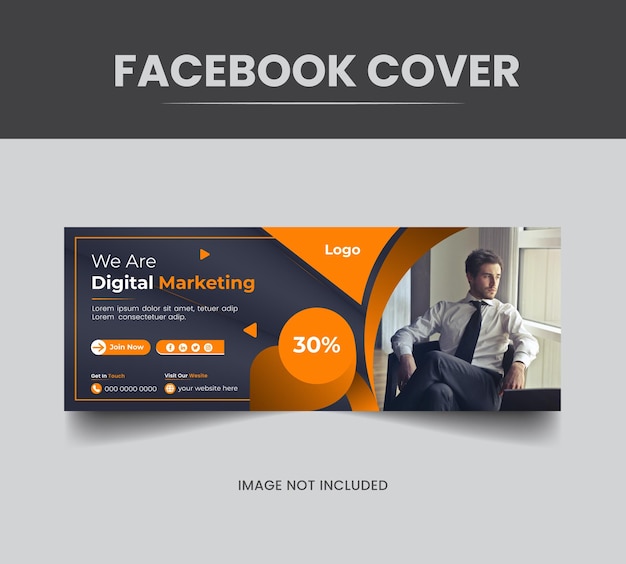 Вектор Дизайн шаблона обложки facebook на странице цифрового маркетинга