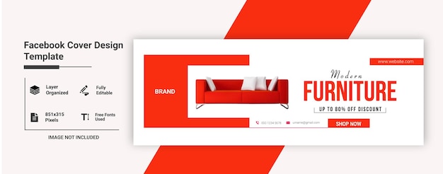 Vector facebook-cover van professional furniture sale