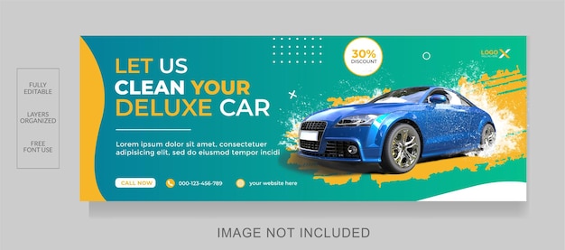 Facebook Cover and Web Banner Car Wash Service Template Design