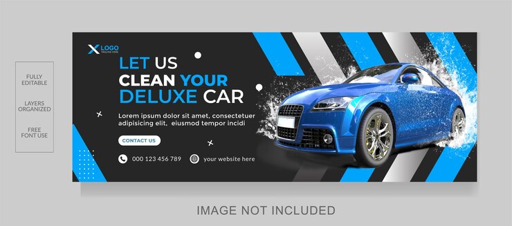 Facebook Cover and Web Banner Car Wash Service Template Design
