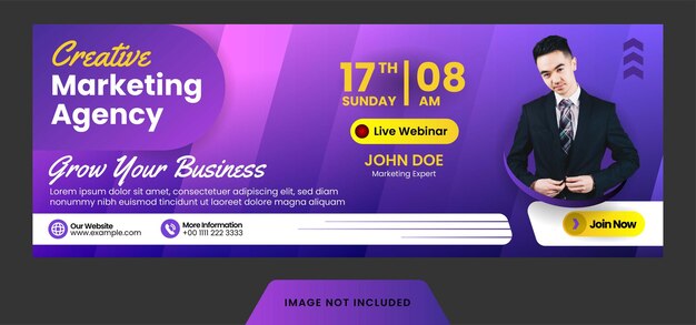 facebook cover webinar marketing agency template for social media banner vector