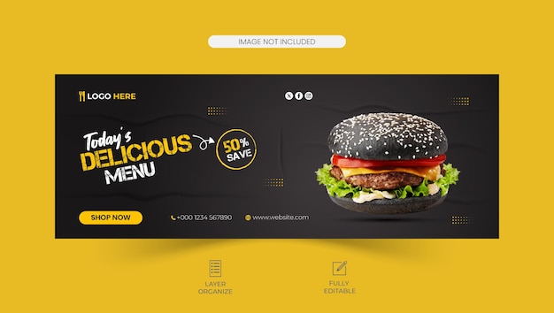 Facebook-coverontwerp van een restaurant met heerlijke etenverkoop