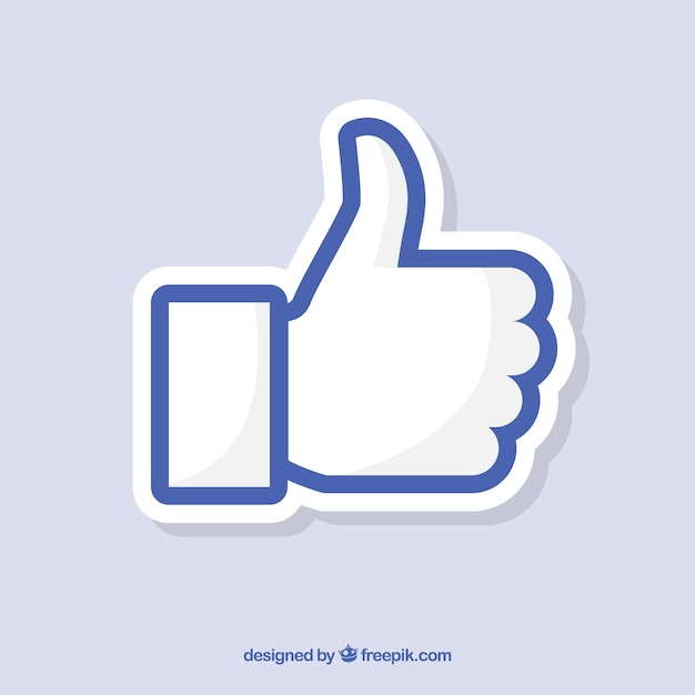 Facebook duim omhoog als achtergrond in vlakke stijl