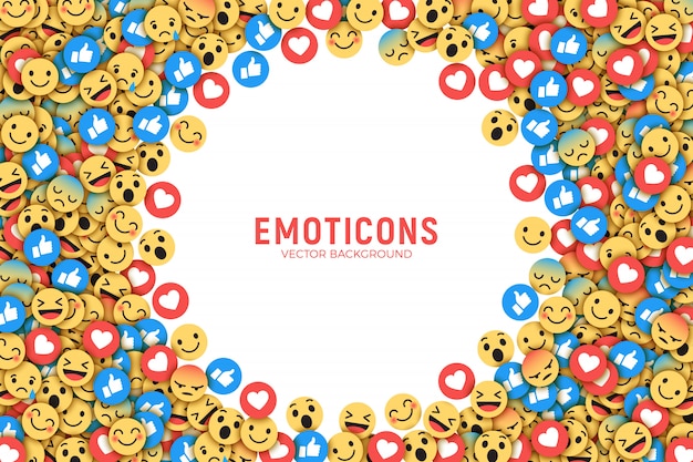 Vector facebook  flat modern emoji conceptual background