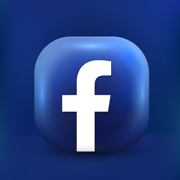 Vettore icona di facebook 3d social media in stile carino