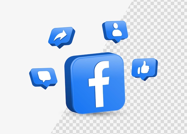 Вектор Значок facebook 3d логотип в квадрате для логотипов социальных сетей со значками уведомлений в речевом пузыре