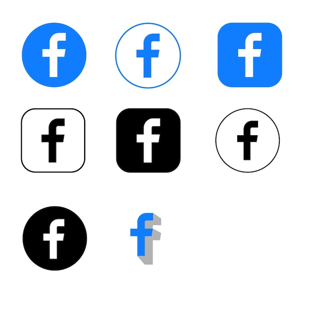 Icone di facebook, logo di facebook, simboli di facebook