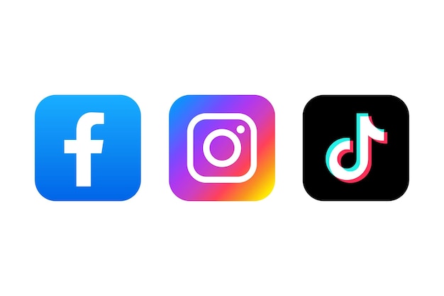 Вектор Значок facebook, instagram и tiktok